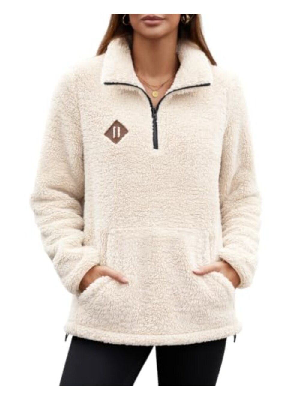 Sherpa Fleece Half Zip Pullover Sweatshirt